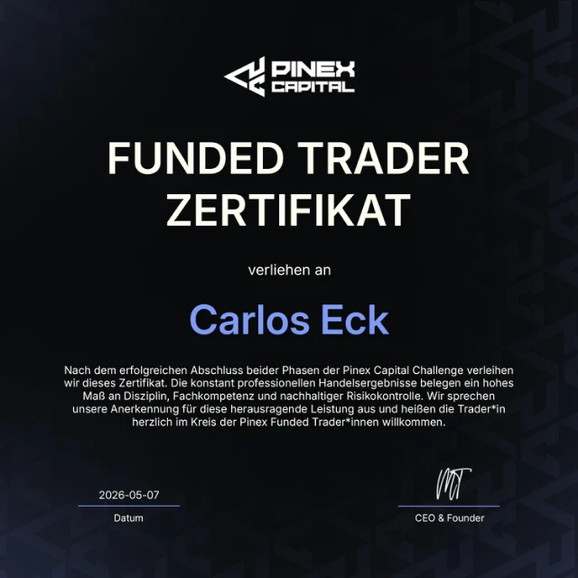 Carlos Eck: Pinex Capital Funded Trader Zertifikat