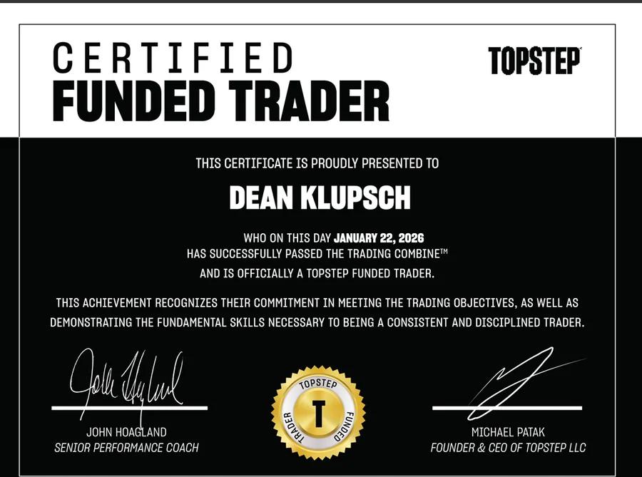 Dean Klupsch: Topstep Certified Funded Trader