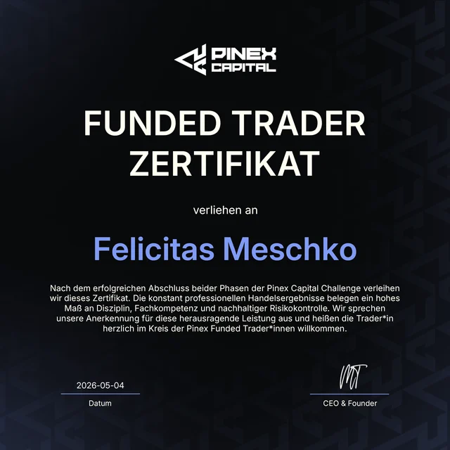 Felicitas Meschko: Pinex Capital Funded Trader Zertifikat